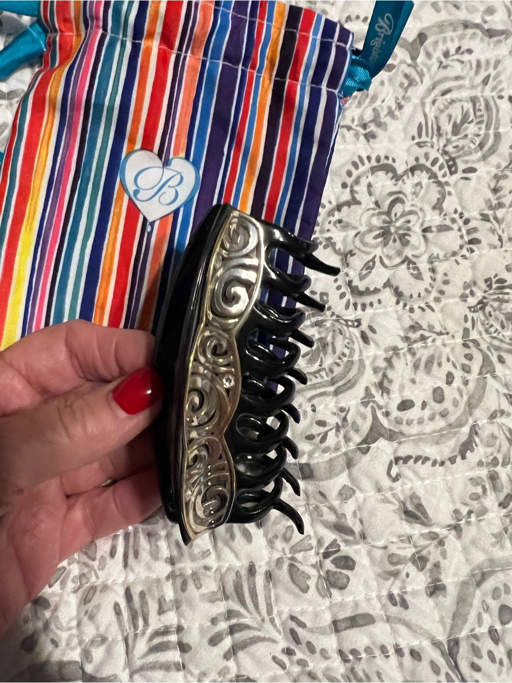 Brighton Black and Silver Swirl Hair Claw Clip - Picture 5 of 6